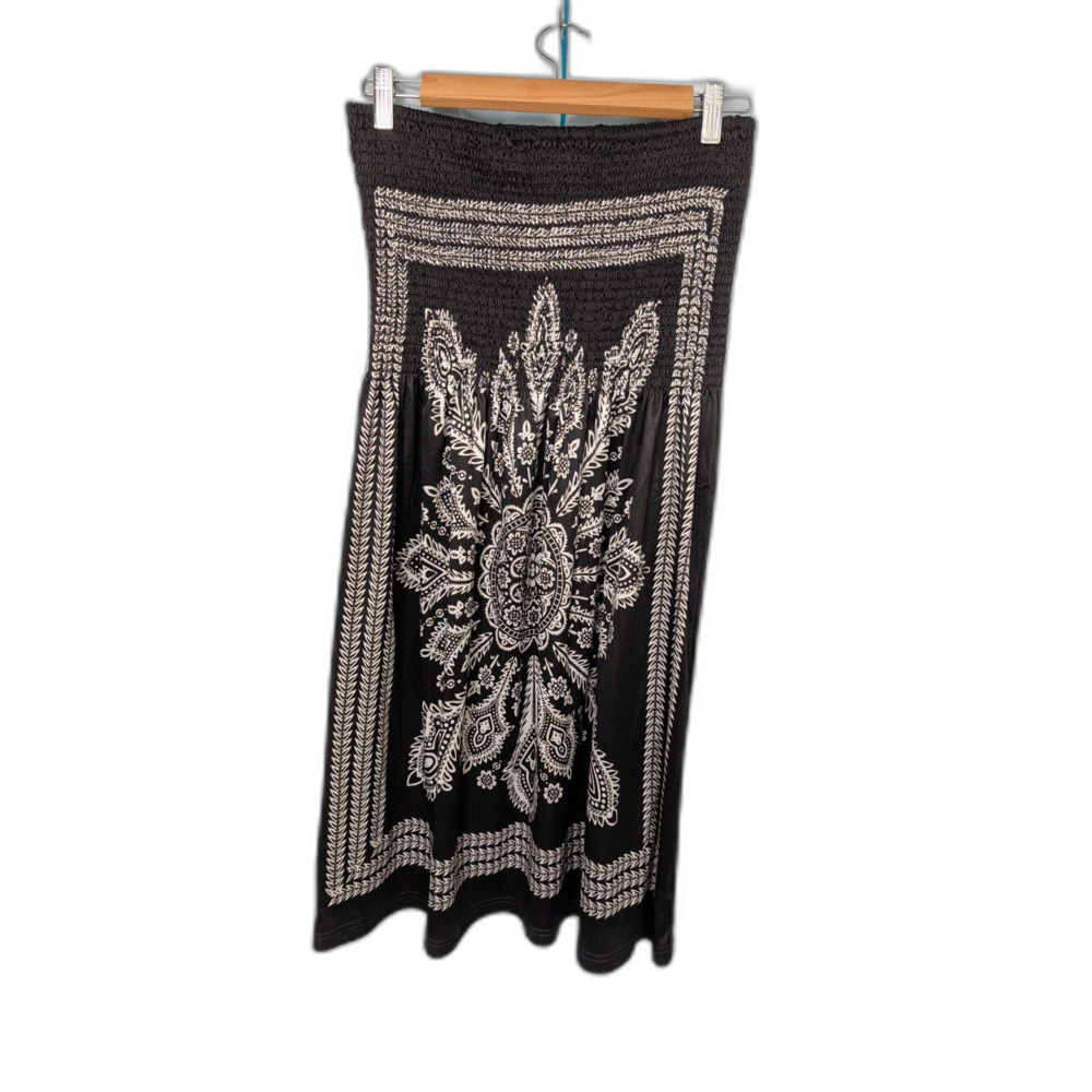 Y2K Boho Venus Smocked Scarf Print 2-in-1 Coverup Dress Size L